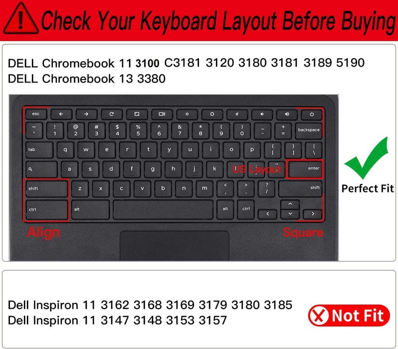 CaseBuy Keyboard Cover for Dell 11.6 Chromebook/Dell Chromebook 11 3100 3120 3180 3181 3189 5190 P22T 11.6" / Dell Chromebook 13 3380 13.3 inch, Dell Chromebook Cover(Upper CASE, Blue Stars) - Image 2